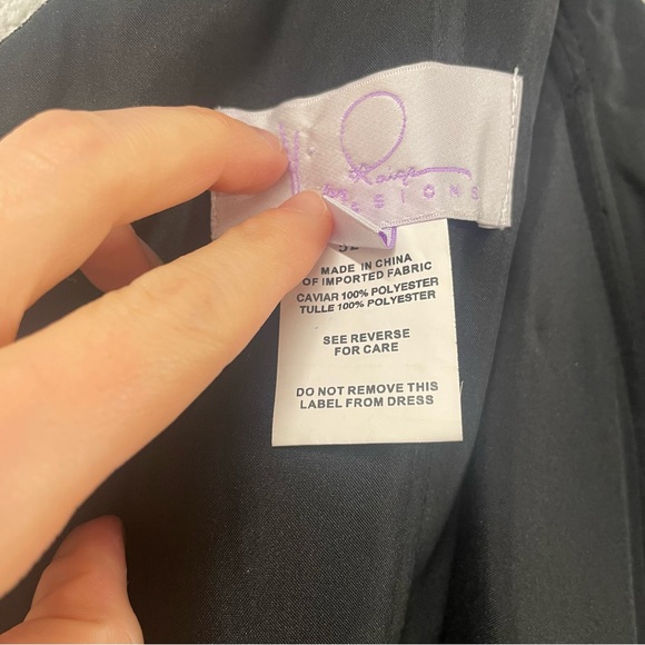 NWOT Hayley Paige Occasions Black Caviar Beaded Floral A Line Gown 52116 - Picture 11 of 15